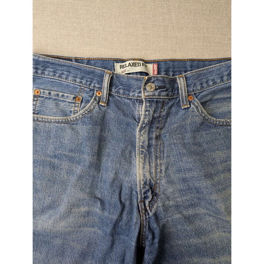 Levis 550 Denim Shorts Mens 36 Blue 100% Cotton Relaxed Fit Jorts - Picture 2 of 14